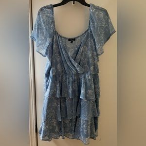 Blue Floral Shirt sleeves Dress by Trixxi